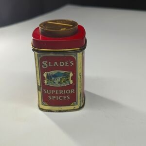 Vintage Slade's Superior Spices Tin Crystal Springs Royal Spice